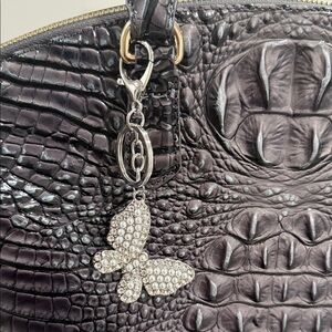 Silver Faux Pearl and Crystal Bag Charm/Key Chain